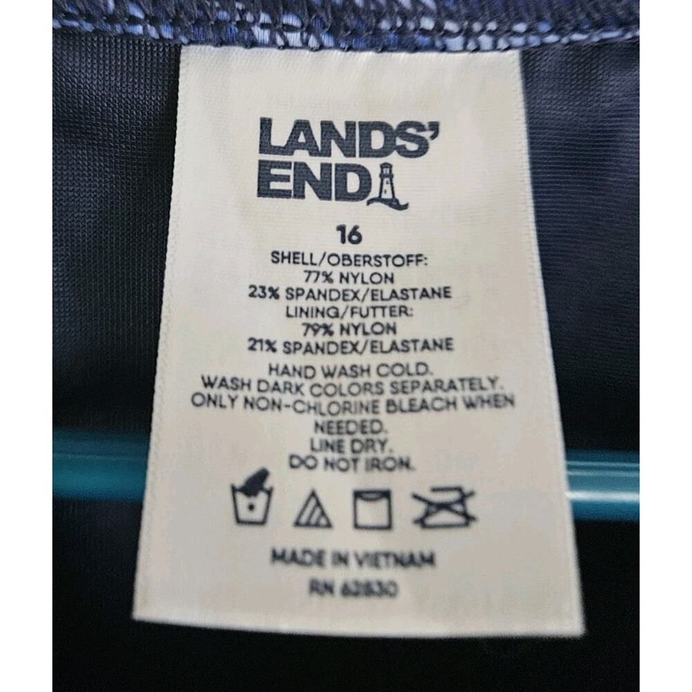 Land's End Swim Womens Padded Tankini Top Blue And White Size 16 - Picture 3 of 4